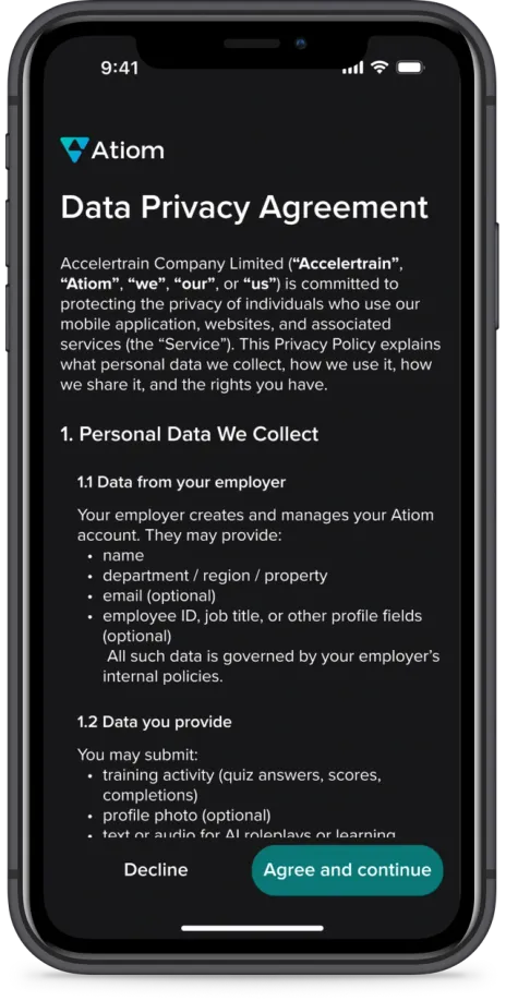 Atiom app screenshot