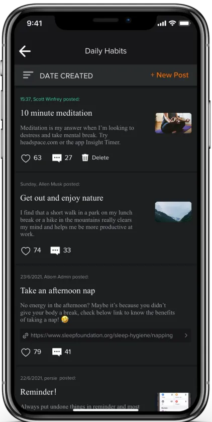 Atiom app screenshot