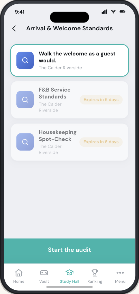 Audit list — Arrival & Welcome Standards