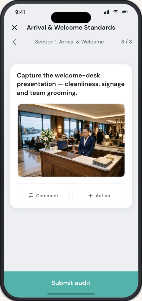 Audit — capture the welcome-desk presentation
